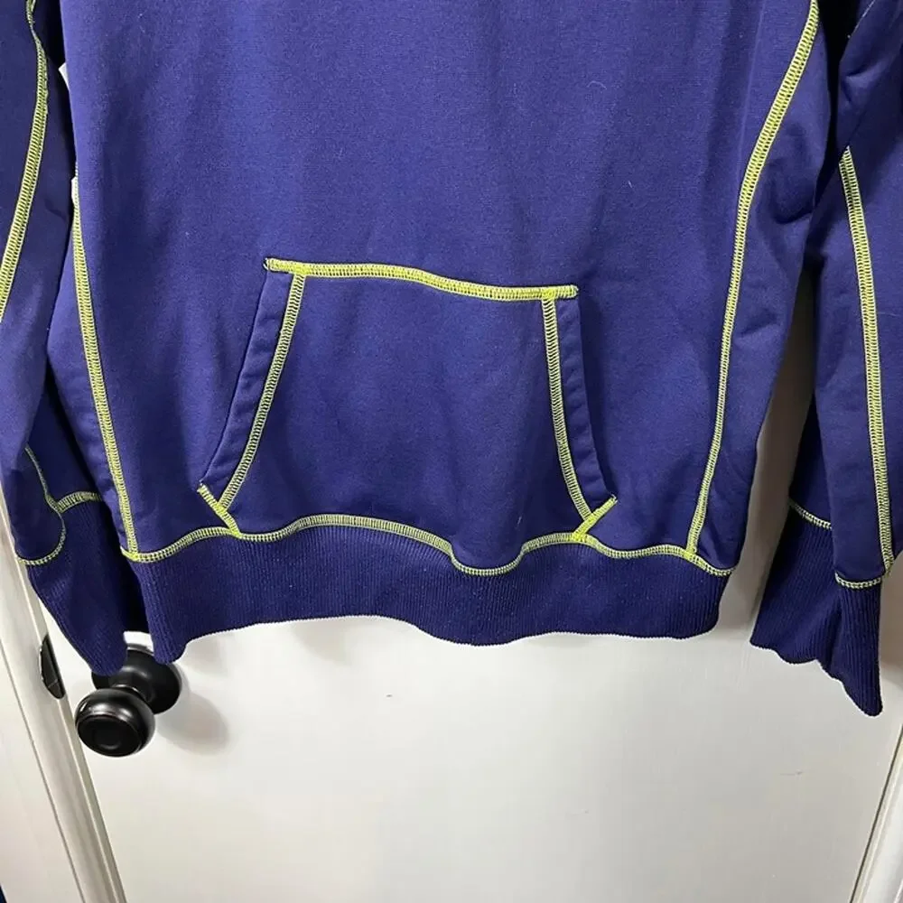 Nike Therma-FIT Purple Fleece Hoodie Lime Contrast Swoosh Pullover Women’s Small